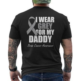 I Wear Grey For My Daddy Brain Cancer Awareness Mens Back Print T-shirt | Mazezy