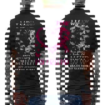 I Wear Pink In Memory Of My Friend Breast Cancer Awareness Mens Back Print T-shirt - Thegiftio