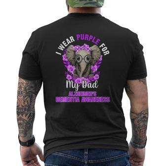 I Wear Purple For Dad Dementia Awareness Elephant Mens Back Print T-shirt | Mazezy