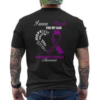 I Wear Purple For My Dad Pancreatic Cancer Awareness Mens Back Print T-shirt | Mazezy