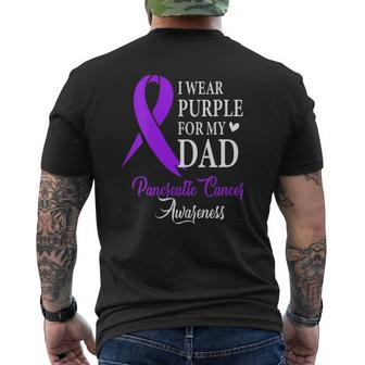 I Wear Purple For My Dad Tee Pancreatic Cancer Awareness Mens Back Print T-shirt | Mazezy