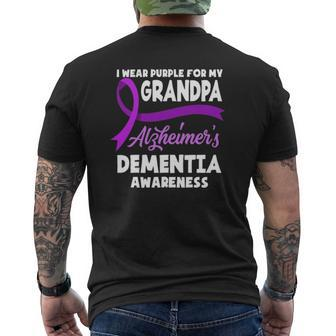 I Wear Purple For My Grandpa Alzheimer's Dementia Awareness Mens Back Print T-shirt | Mazezy