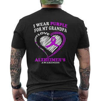 I Wear Purple For My Grandpa Mens Back Print T-shirt | Mazezy