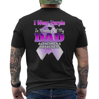 I Wear Purple In Memory Of My Dad Alzheimer's Awareness Mens Back Print T-shirt | Mazezy