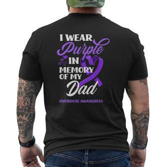 I Wear Purple In Memory Of My Dad Overdose Awareness Mens Back Print T-shirt | Mazezy