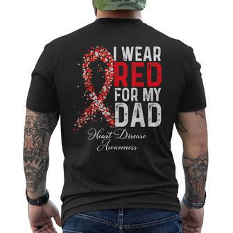 I Wear Red For My Dad Heart Disease Awareness Men's T-shirt Back Print - Monsterry UK