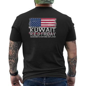 Wear Red For Deployed Kuwait Red Friday Military Mens Back Print T-shirt | Mazezy