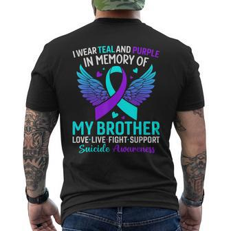I Wear Teal And Purple For My Brother Suicide Prevention Men's T-shirt Back Print - Thegiftio UK