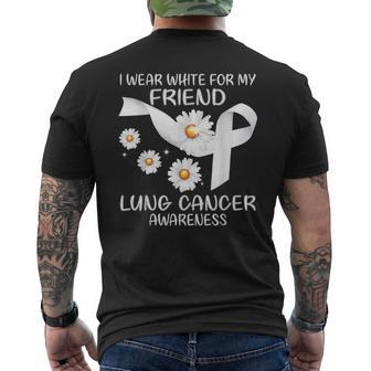 I Wear White For My Friend Lung Cancer Awareness Daisy Mens Back Print T-shirt - Thegiftio UK