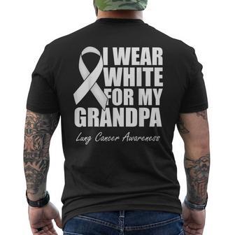 I Wear White For My Grandpa Lung Cancer Awareness Men's T-shirt Back Print - Monsterry