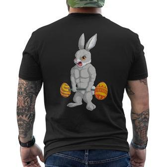Weightlifting Fitness Gym Happy Easter Bunny Lifting Eggs Men's T-shirt Back Print | Mazezy DE
