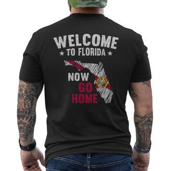 Welcome To Florida Now Go Home Florida Map Flag Men's T-shirt Back Print - Thegiftio UK