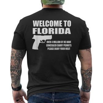 Welcome To Florida Pro Gun Men's T-shirt Back Print - Monsterry AU