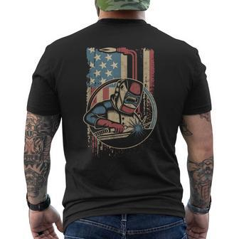Weld Welder Welding Vintage American Flag Welders Men's T-shirt Back Print - Monsterry CA