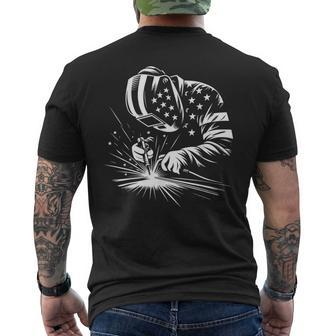 Welder American Flag Usa Patriotic Welding Welder Men's T-shirt Back Print - Monsterry UK