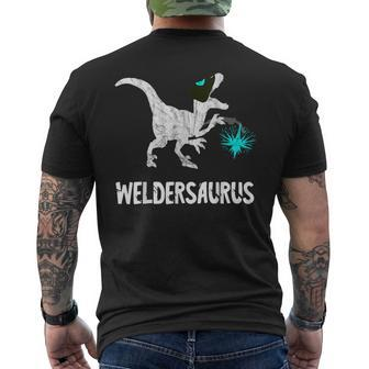 Welder Dinosaurs Mig Welding Dino Sl Worker T-Rex Men's T-shirt Back Print - Monsterry AU
