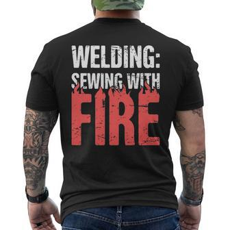 Welding Sewing With Fire Men's T-shirt Back Print | Mazezy