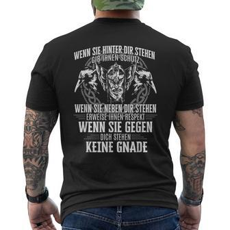 Wenn Sie Hinter Dir Stehen Wikinger Nordmann Warriors T-Shirt mit Rückendruck - Seseable
