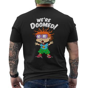 We're Doomed White Text With Chucky Men's T-shirt Back Print - Monsterry DE