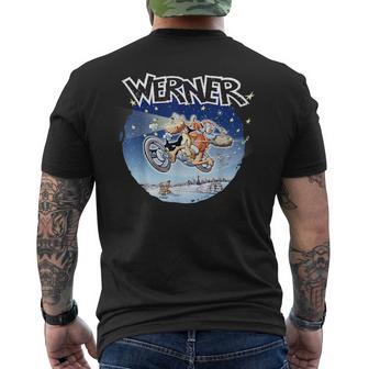 Werner Comic-Art Motorrad Schwarzes Kurzärmliges Herren-T-Kurzärmliges Herren-T-Shirt, Lustiges Biker-Design - Seseable