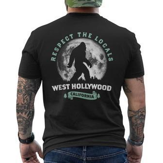 West Hollywood California Bigfoot Night Walk Retro Men's T-shirt Back Print - Monsterry