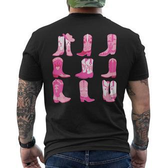 Western Country Rodeo Pink Cowboy Cowgirl Boots Men's T-shirt Back Print - Monsterry CA
