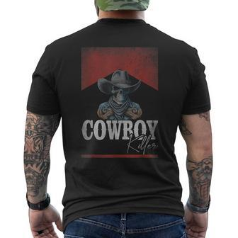 Western Cowboy Killer Cowboy Skeleton Hat And Scarf Men's T-shirt Back Print | Mazezy