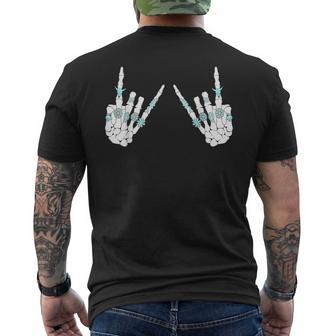 Western Rock On Skeleton Hands Rock And Roll Cowboy Cowgirl Men's T-shirt Back Print - Seseable