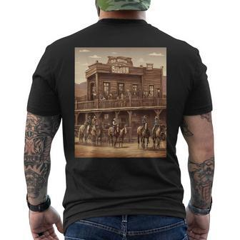 Western Saloon Cowboy Scene Men's T-shirt Back Print - Monsterry UK