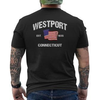 Westport Connecticut Ct Usa Stars & Stripes Vintage Style Mens Back Print T-shirt - Seseable