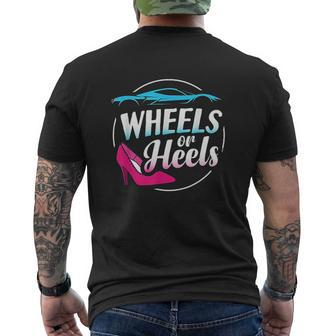 Wheels Or Heels Gender Reveal Baby Shower Party Keeper Mens Back Print T-shirt - Thegiftio UK