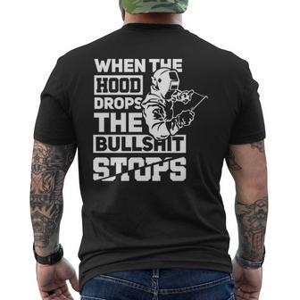When The Hood Drops Welder Pipeliner Welding Men's T-shirt Back Print | Mazezy