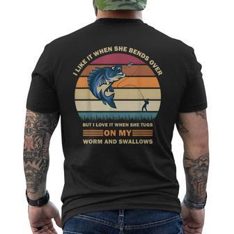 I Like It When She Bends Over But I Love It Fishing Men's T-shirt Back Print - Monsterry CA