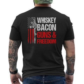Whiskey Bacon Guns Freedom On Back Us Flag Dad Grandpa Mens Back Print T-shirt | Mazezy CA