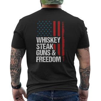 Whiskey Steak Guns & Freedom Patriotic Dad Grandpa Us Flag Mens Back Print T-shirt | Mazezy CA