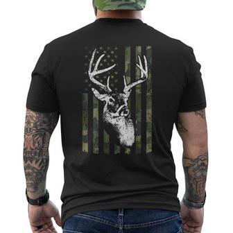 Whitetail Buck Deer Hunting Usa Camouflage Flag On Back Men's T-shirt Back Print - Monsterry
