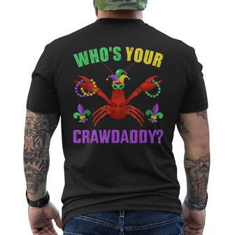 Who's Your Crawdaddy With Beads For Mardi Gras Carnival Men's T-shirt Back Print | Mazezy