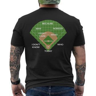 Whos On First Baseball Diamond Fielding Card Mens Back Print T-shirt - Thegiftio UK