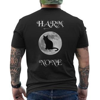 Wiccan Moon Cat Harm None Men's T-shirt Back Print - Monsterry AU