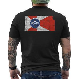 Wichita Kansas Flag Distressed Wichita Kansas Men's T-shirt Back Print - Monsterry