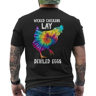 Wicked Chicken Lay Deviled Eggs Farmhouse Chicken Mens Back Print T-shirt - Seseable