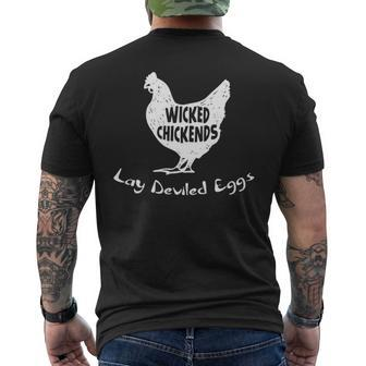 Wicked Chickends Lay Deviled Eggs Men's T-shirt Back Print | Mazezy