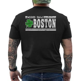 Wicked Smaht Boston Massachusetts Accent Smart Ma Distressed Men's T-shirt Back Print - Monsterry DE