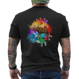 Wild Animal Wildlife Canada Forest Elk Colorful Moose Men's T-shirt Back Print - Monsterry CA