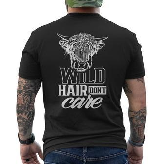 Wild Hair Don't Care Highland Cattle Animal Scottish Cow Men's T-shirt Back Print - Thegiftio UK