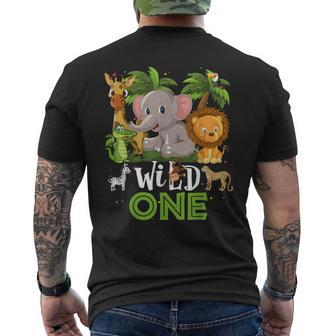 Wild One Birthday 1St Safari Jungle Family Men's T-shirt Back Print | Mazezy