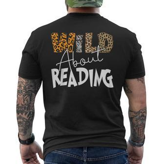 Wild About Reading Reading Books Bookworm Library Day Men's T-shirt Back Print - Monsterry