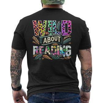 Wild About Reading Books Library Day Bookworm Leoparard Men's T-shirt Back Print - Thegiftio UK