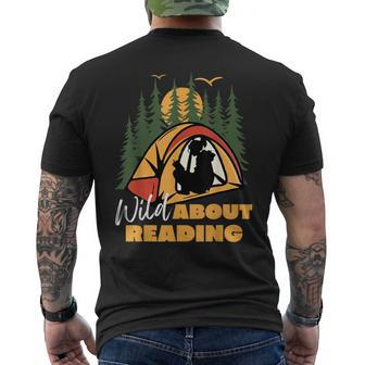 Wild About Reading Books Readers Camping Lovers Teachers Men's T-shirt Back Print - Seseable
