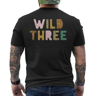 Wild And Three Wild Three Birthday Outfit Zoo Birthday Men's T-shirt Back Print - Thegiftio UK